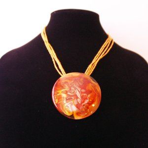 Murano Glass Necklace Amber Gold Conteria Beads